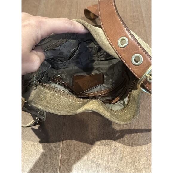 Vintage Coach Legacy Ergo Bag Brown Suede Leather Shoulder 9”x10” - Picture 4 of 5